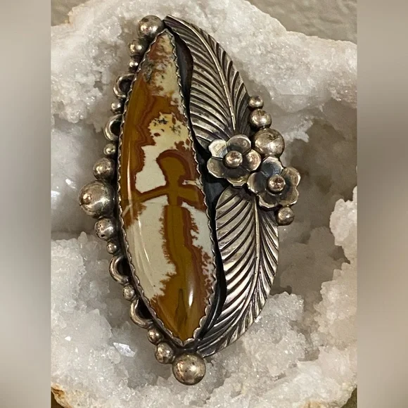 Knockout Gorgeous Sterling Owyhee Jasper Ring - Picture 2 of 10